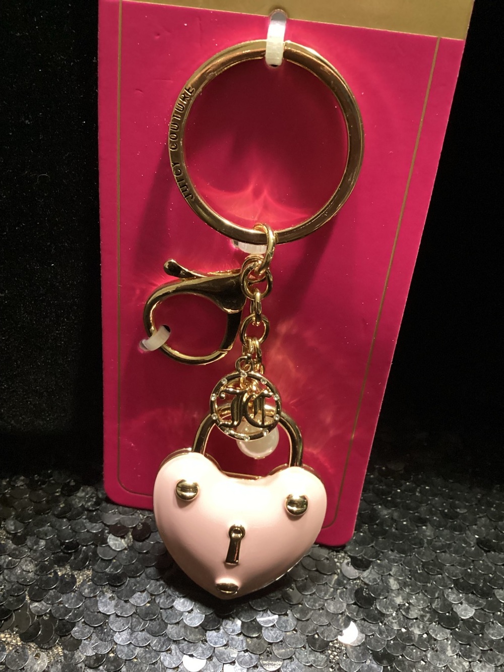 NWT Juicy Couture Heart Padlock Bag/Key Charm Pendant - Pink and Gold
